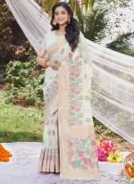 Cotton Cream Traditional Wear Weaving Saree